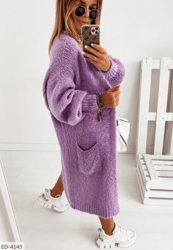 Kardigan Damski | Luźny krój z otwartym przodem i długim rękawem - Arkadya Outlet - Cardigans