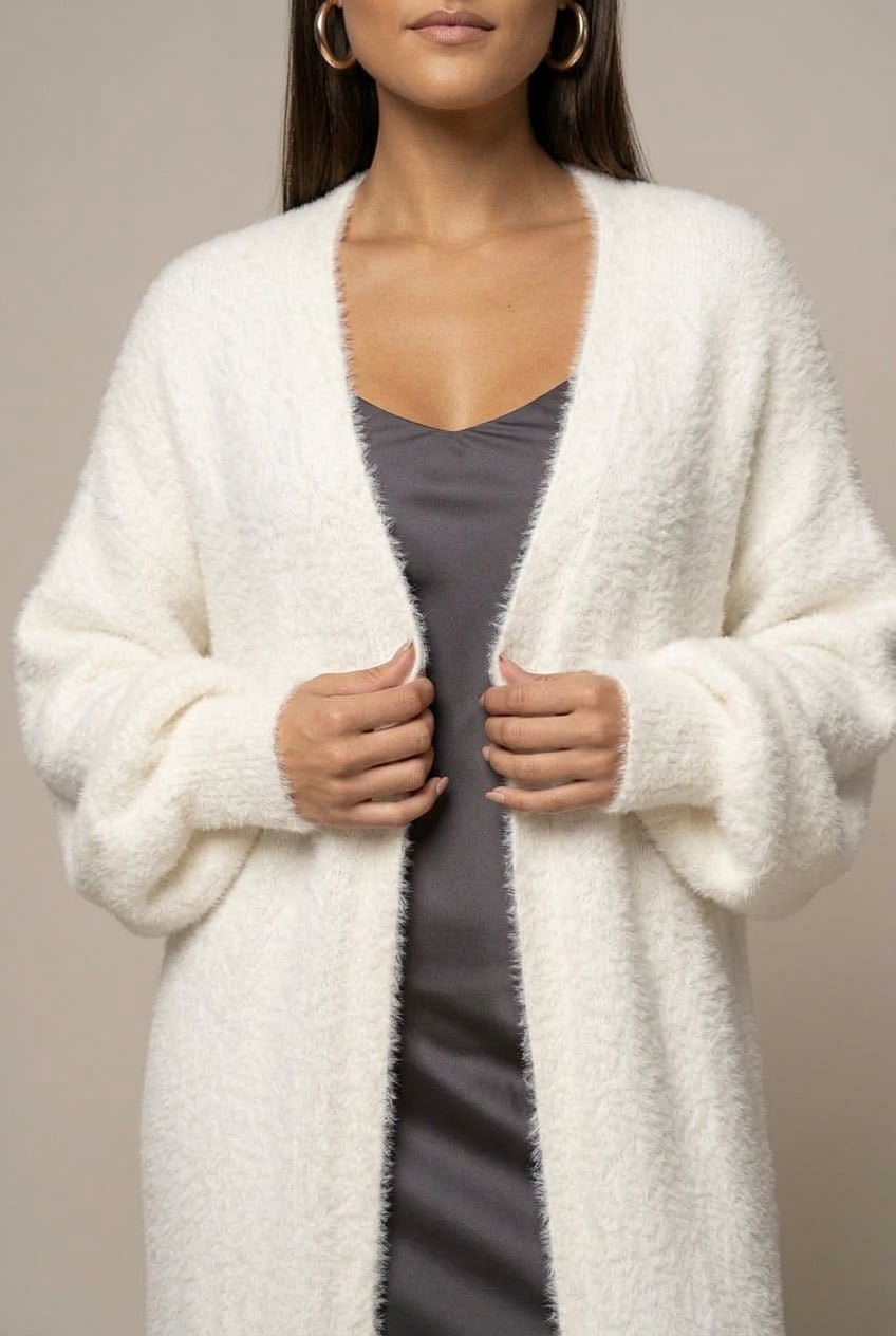 Kardigan Damski | Maxi krój z opadającymi ramionami i otwartym przodem - Arkadya Outlet - Cardigans