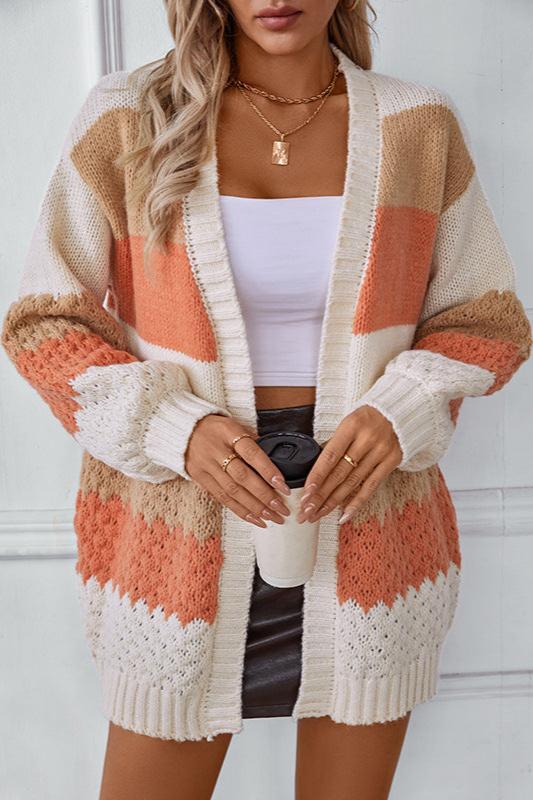 Kardigan damski oversize otwarty przód - Arkadya Outlet - Women Cardigan