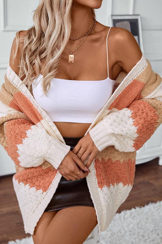 Kardigan damski oversize otwarty przód - Arkadya Outlet - Women Cardigan