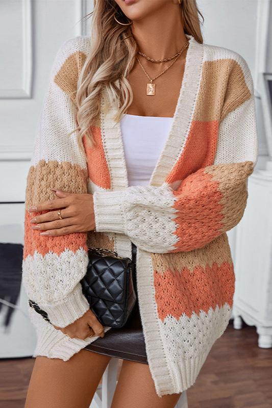 Kardigan damski oversize otwarty przód - Arkadya Outlet - Women Cardigan