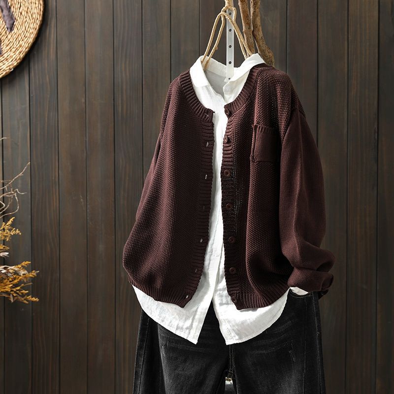Kardigan Damski | Oversize z Guzikami na Całej Długości - Arkadya Outlet - Cardigans