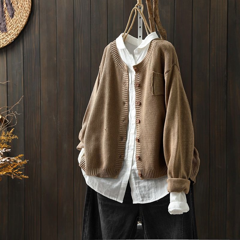 Kardigan Damski | Oversize z Guzikami na Całej Długości - Arkadya Outlet - Cardigans