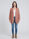 Kardigan Damski | Oversized z Splotem Kablowym i Kieszeniami - Arkadya Outlet - Cardigans