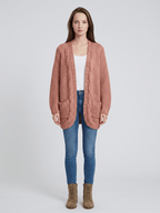 Kardigan Damski | Oversized z Splotem Kablowym i Kieszeniami - Arkadya Outlet - Cardigans