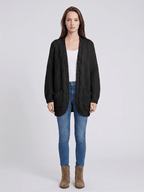 Kardigan Damski | Oversized z Splotem Kablowym i Kieszeniami - Arkadya Outlet - Cardigans