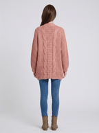 Kardigan Damski | Oversized z Splotem Kablowym i Kieszeniami - Arkadya Outlet - Cardigans