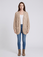 Kardigan Damski | Oversized z Splotem Kablowym i Kieszeniami - Arkadya Outlet - Cardigans