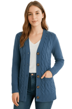 Kardigan damski z guzikami dekolt V - Arkadya Outlet - Women Cardigan
