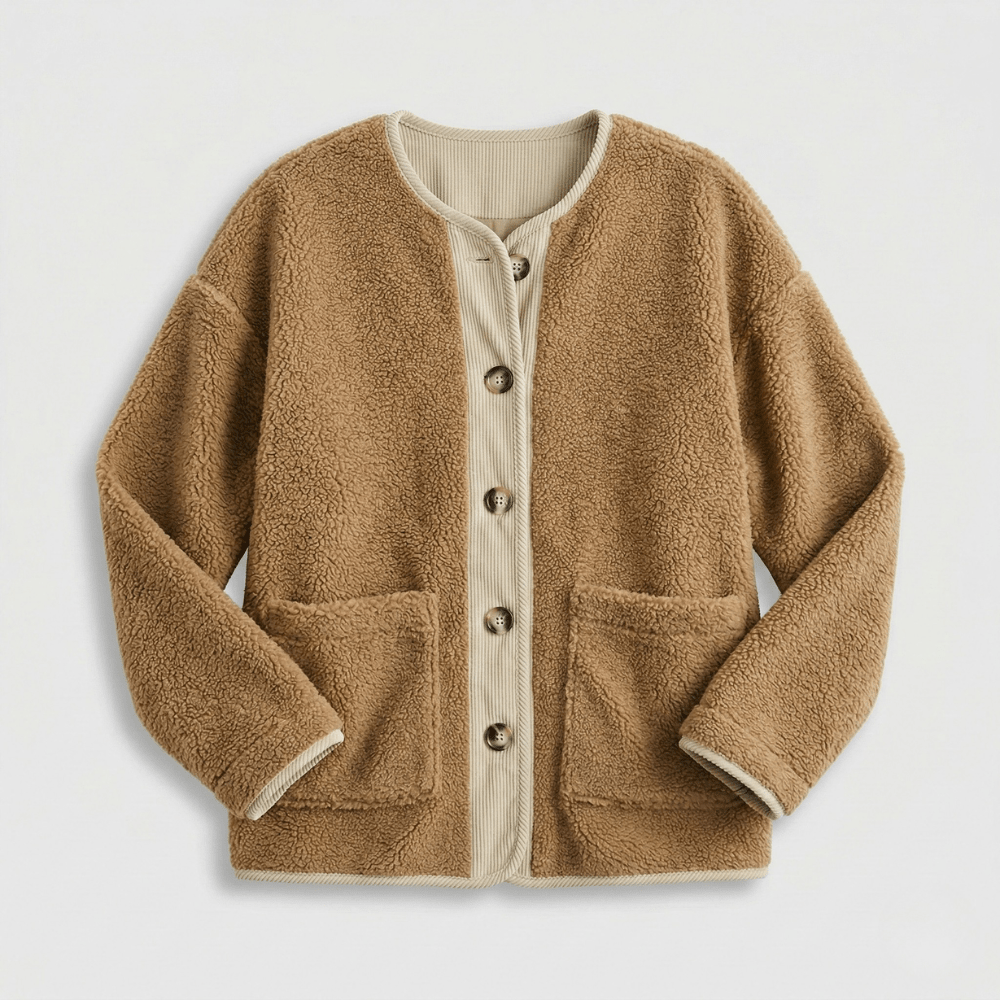 Kardigan damski z guzikami długi rękaw - Arkadya Outlet - Women Jacket