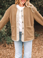 Kardigan damski z guzikami długi rękaw - Arkadya Outlet - Women Jacket