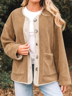 Kardigan damski z guzikami długi rękaw - Arkadya Outlet - Women Jacket