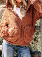 Kardigan damski z zamkiem swobodny krój - Arkadya Outlet - Women Jacket