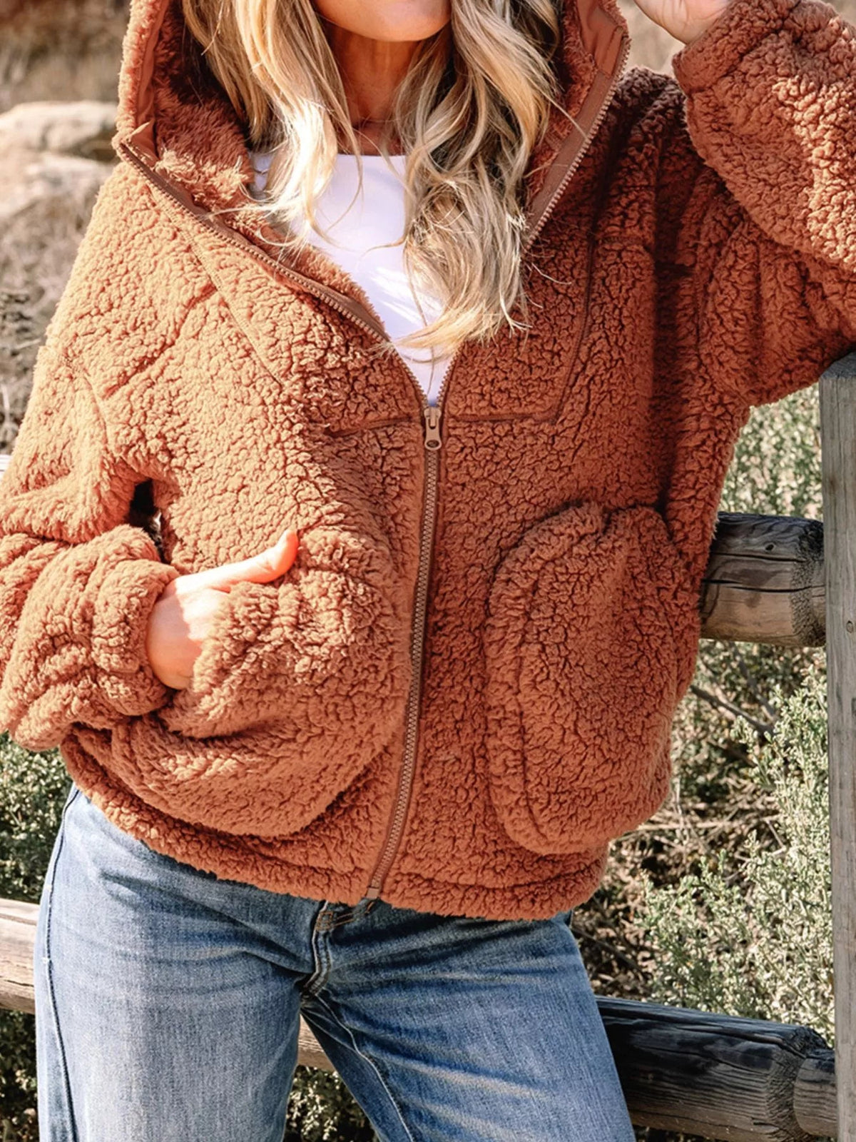 Kardigan damski z zamkiem swobodny krój - Arkadya Outlet - Women Jacket