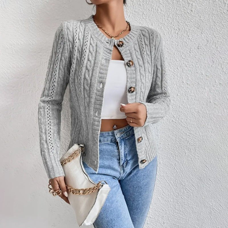 Kardigan Damski | Zapięcie na guziki z teksturowaną powierzchnią - Arkadya Outlet - Cardigans