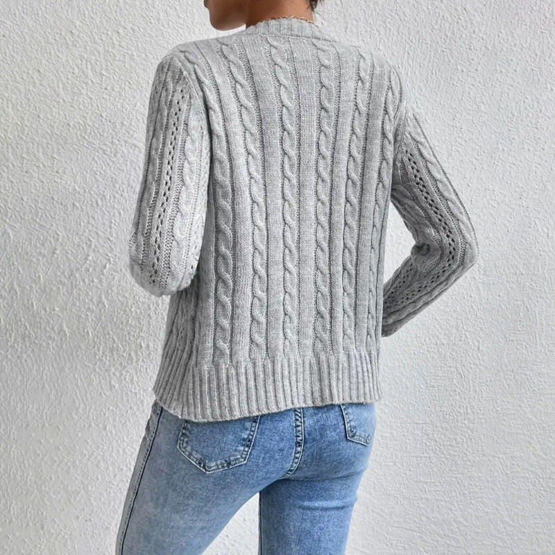 Kardigan Damski | Zapięcie na guziki z teksturowaną powierzchnią - Arkadya Outlet - Cardigans