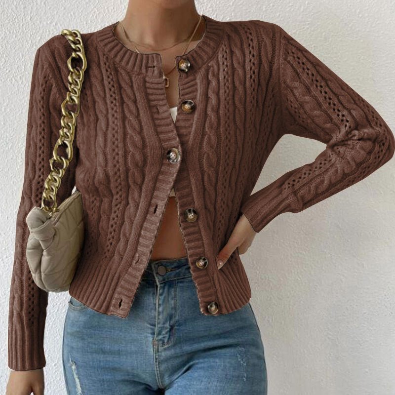 Kardigan Damski | Zapięcie na guziki z teksturowaną powierzchnią - Arkadya Outlet - Cardigans