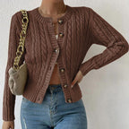 Kardigan Damski | Zapięcie na guziki z teksturowaną powierzchnią - Arkadya Outlet - Cardigans