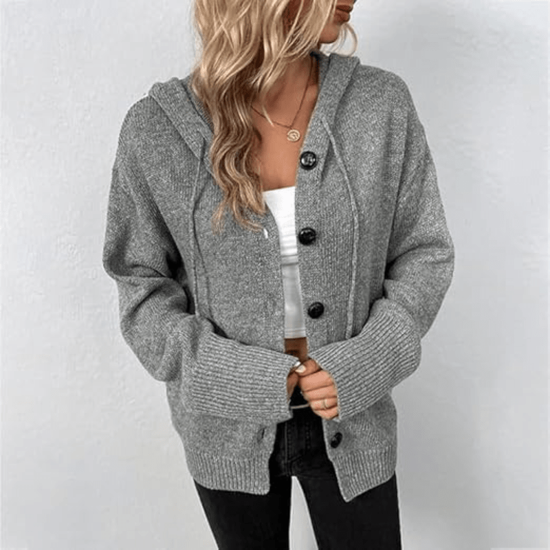 Kardigan Damski | Zapinany na Guziki z Otwartym Przodem - Arkadya Outlet - Cardigans