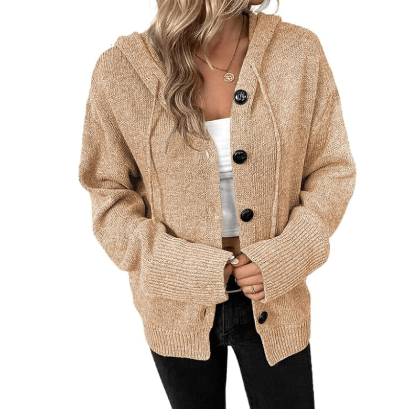 Kardigan Damski | Zapinany na Guziki z Otwartym Przodem - Arkadya Outlet - Cardigans