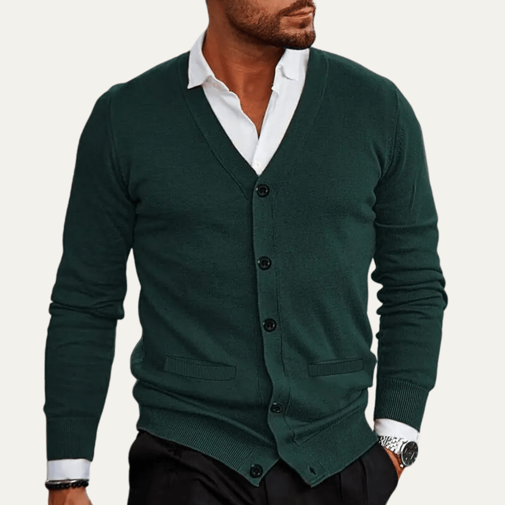 Kardigan męski dopasowany ze ściągaczami - Arkadya Outlet - Men Cardigan