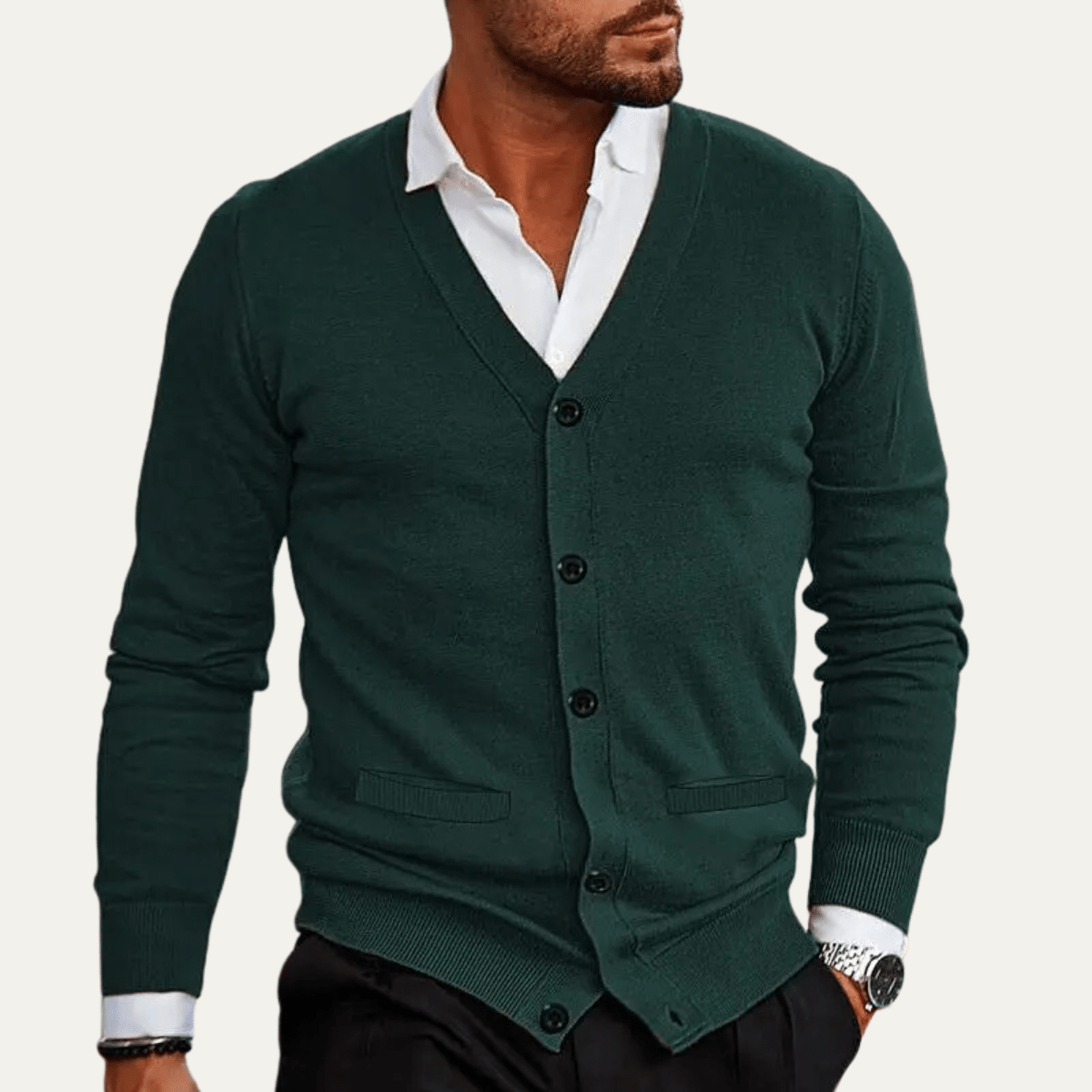 Kardigan męski dopasowany ze ściągaczami - Arkadya Outlet - Men Cardigan