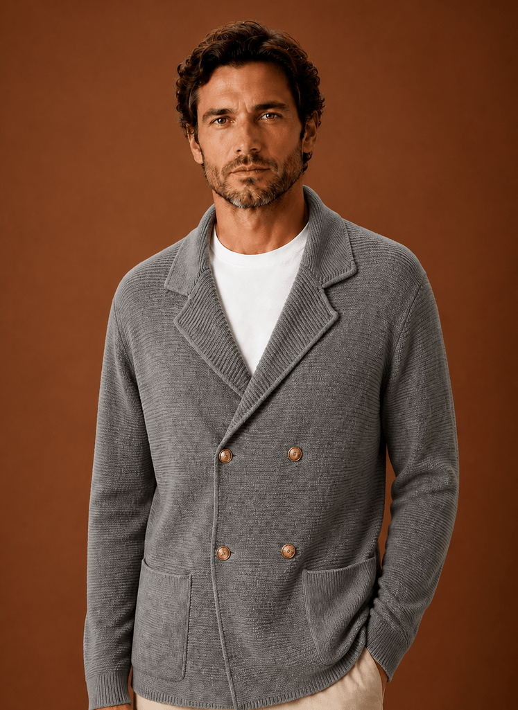 Kardigan Męski | Dwurzędowy krój relaxed z szalowym kołnierzem - Arkadya Outlet - Cardigans