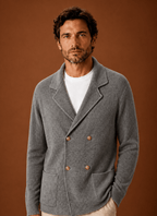 Kardigan Męski | Dwurzędowy krój relaxed z szalowym kołnierzem - Arkadya Outlet - Cardigans