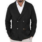 Kardigan męski dwurzędowy krój typu marynarka z kołnierzem - Arkadya Outlet - Men Cardigan