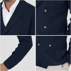 Kardigan męski dwurzędowy krój typu marynarka z kołnierzem - Arkadya Outlet - Men Cardigan