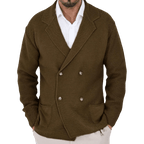 Kardigan męski dwurzędowy krój typu marynarka z kołnierzem - Arkadya Outlet - Men Cardigan