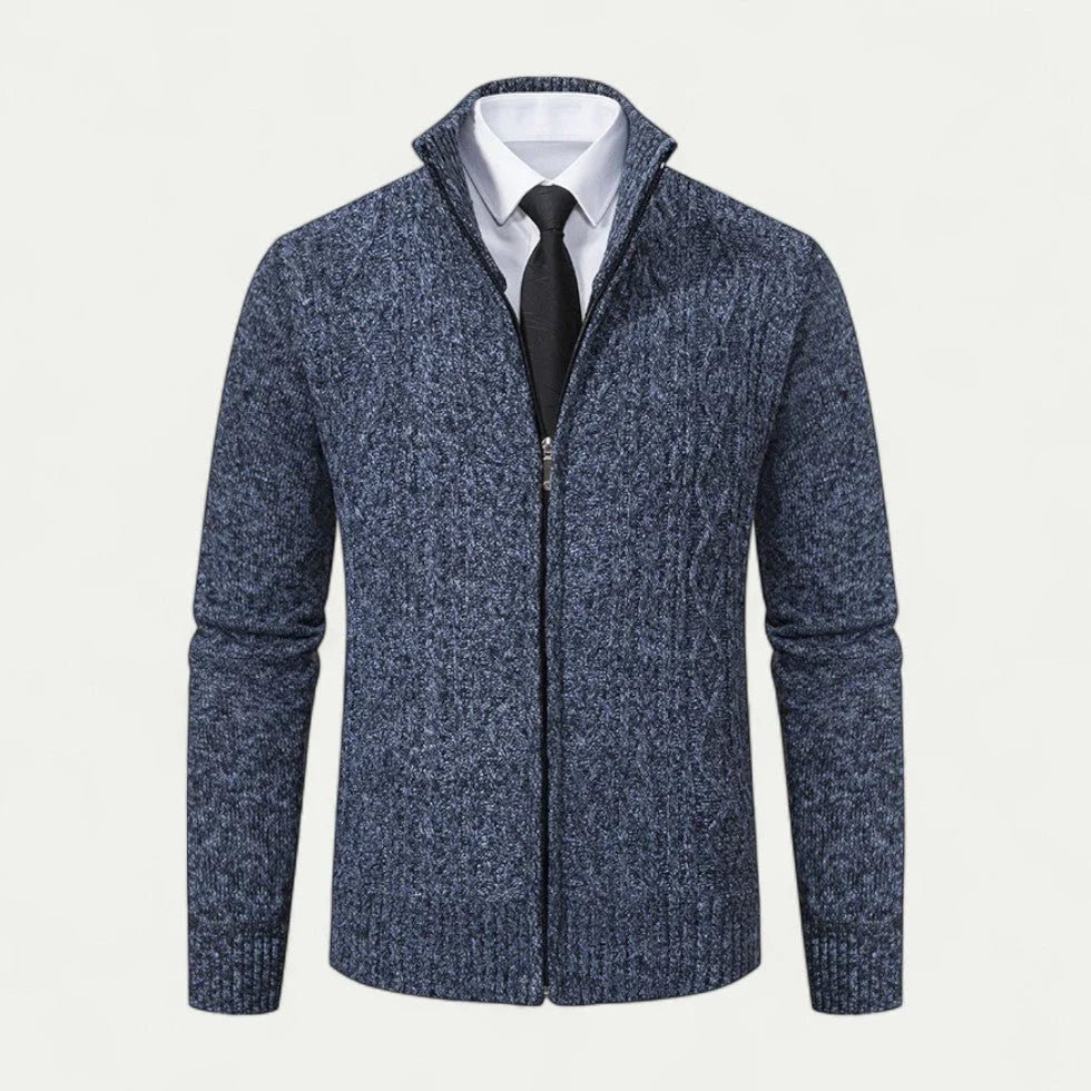 Kardigan Męski Dzianinowa Konstrukcja Z Zamkiem Błyskawicznym - Arkadya Outlet - Men Cardigan