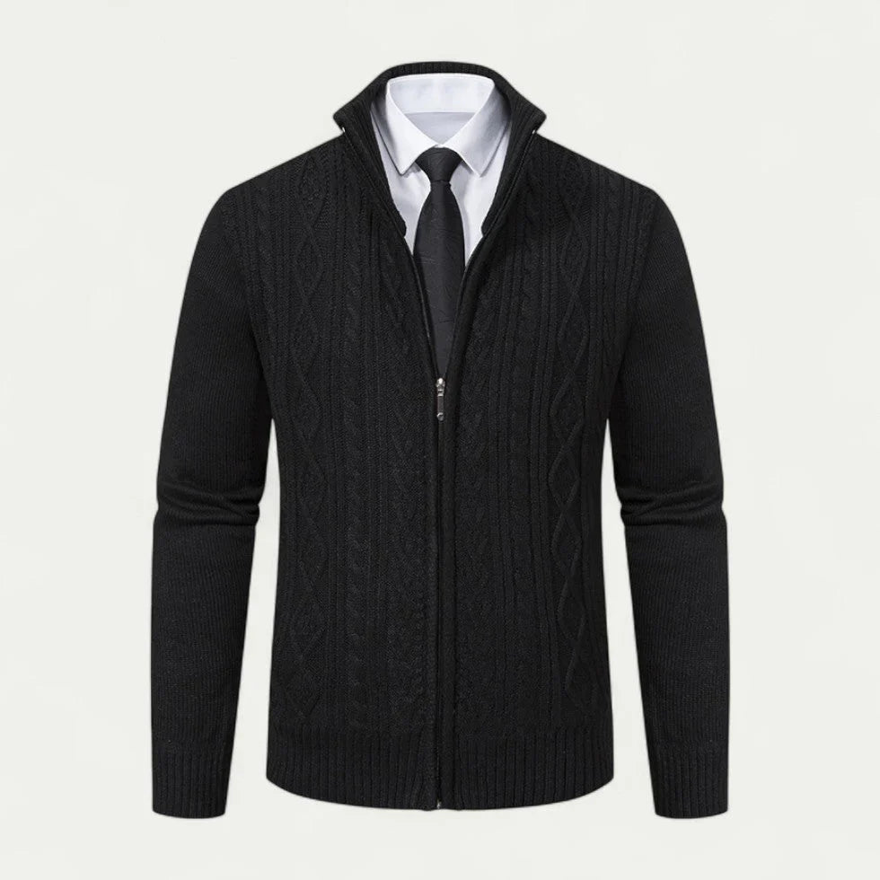 Kardigan Męski Dzianinowa Konstrukcja Z Zamkiem Błyskawicznym - Arkadya Outlet - Men Cardigan