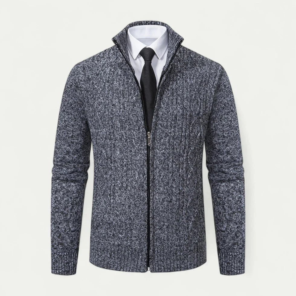 Kardigan Męski Dzianinowa Konstrukcja Z Zamkiem Błyskawicznym - Arkadya Outlet - Men Cardigan