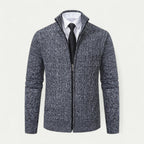 Kardigan Męski Dzianinowa Konstrukcja Z Zamkiem Błyskawicznym - Arkadya Outlet - Men Cardigan