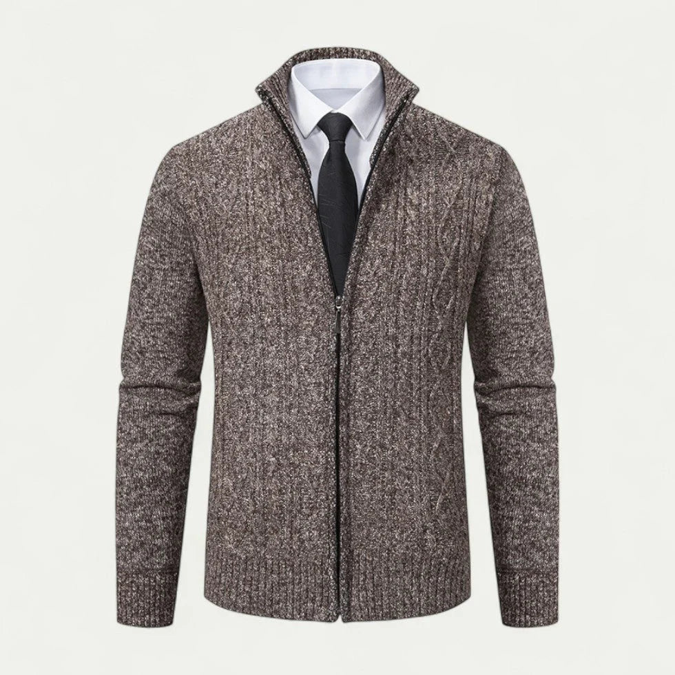 Kardigan Męski Dzianinowa Konstrukcja Z Zamkiem Błyskawicznym - Arkadya Outlet - Men Cardigan