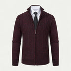 Kardigan Męski Dzianinowa Konstrukcja Z Zamkiem Błyskawicznym - Arkadya Outlet - Men Cardigan