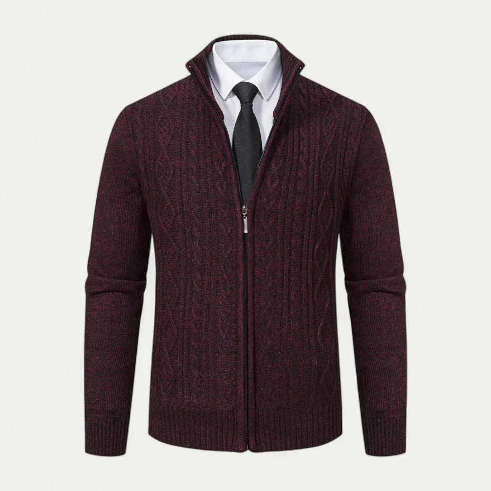 Kardigan Męski Dzianinowa Konstrukcja Z Zamkiem Błyskawicznym - Arkadya Outlet - Men Cardigan