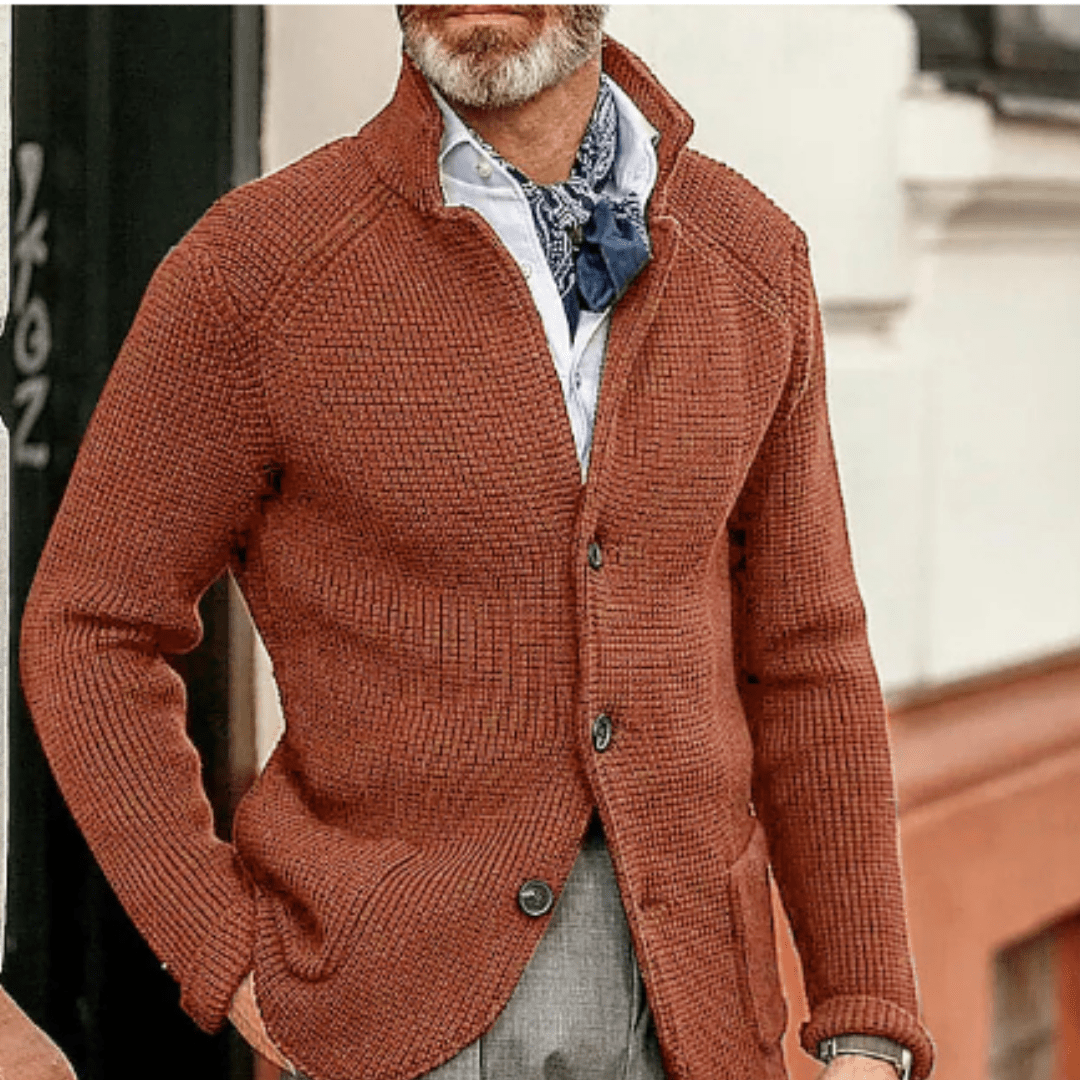 Kardigan Męski | Dzianinowy z Guzikami na Całej Długości - Arkadya Outlet - Cardigans
