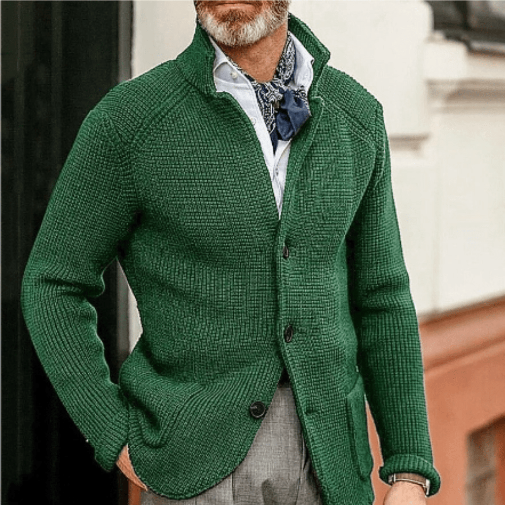 Kardigan Męski | Dzianinowy z Guzikami na Całej Długości - Arkadya Outlet - Cardigans