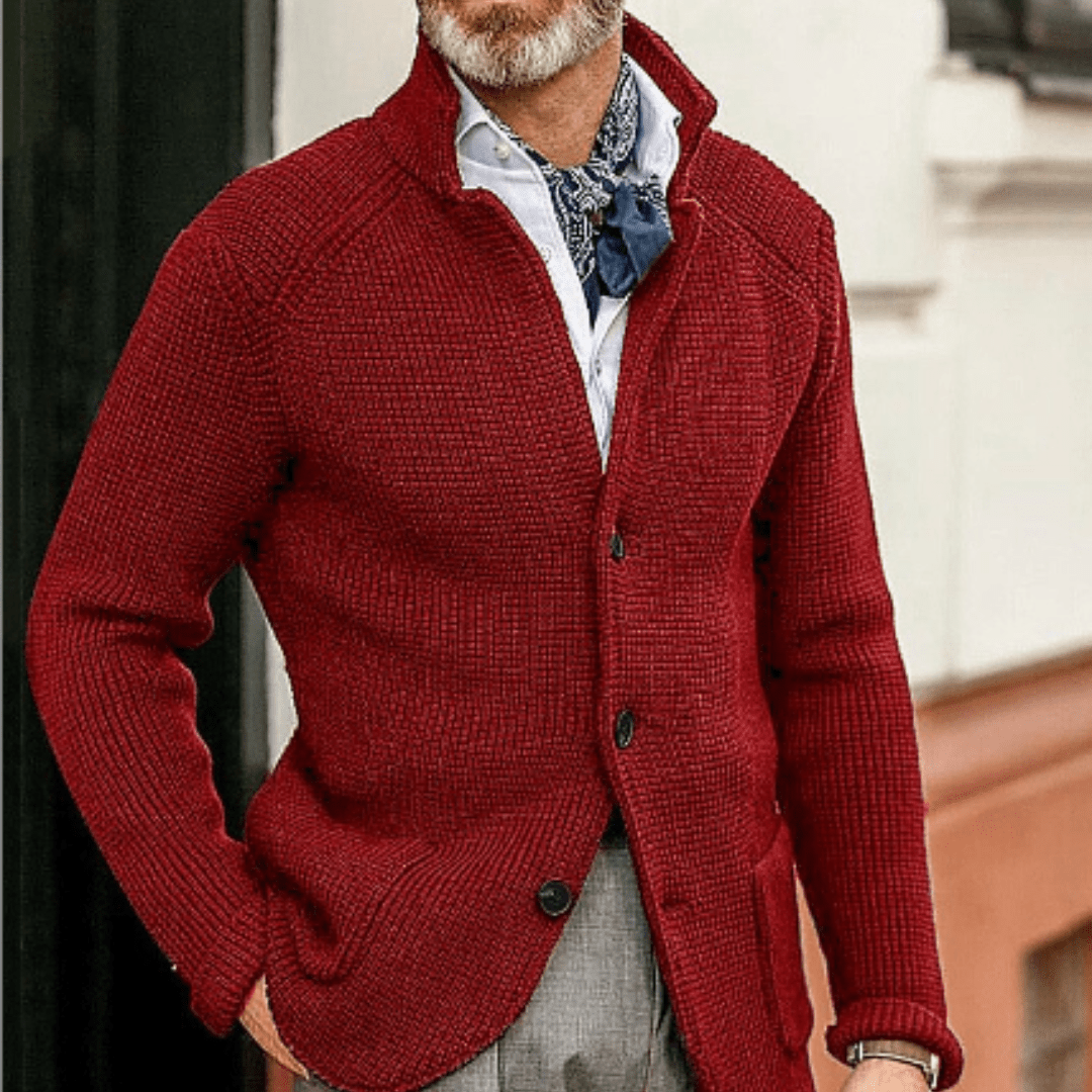 Kardigan Męski | Dzianinowy z Guzikami na Całej Długości - Arkadya Outlet - Cardigans