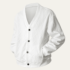 Kardigan męski dzianinowy z warkoczowym splotem - Arkadya Outlet - Men Cardigan