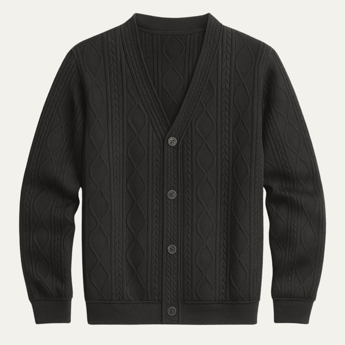 Kardigan męski dzianinowy z warkoczowym splotem - Arkadya Outlet - Men Cardigan