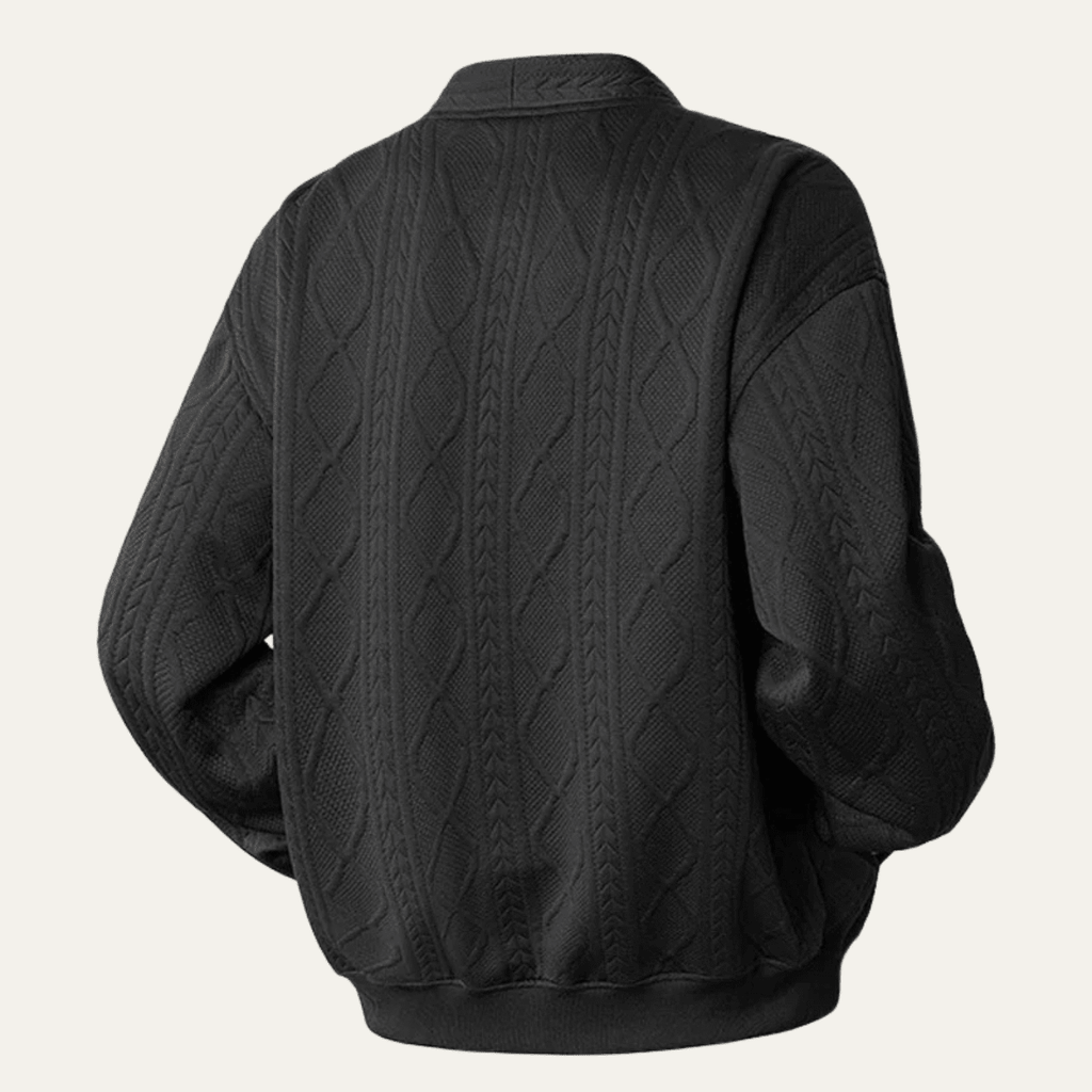 Kardigan męski dzianinowy z warkoczowym splotem - Arkadya Outlet - Men Cardigan