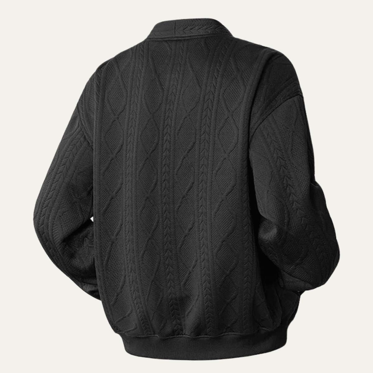 Kardigan męski dzianinowy z warkoczowym splotem - Arkadya Outlet - Men Cardigan