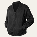 Kardigan męski dzianinowy z warkoczowym splotem - Arkadya Outlet - Men Cardigan