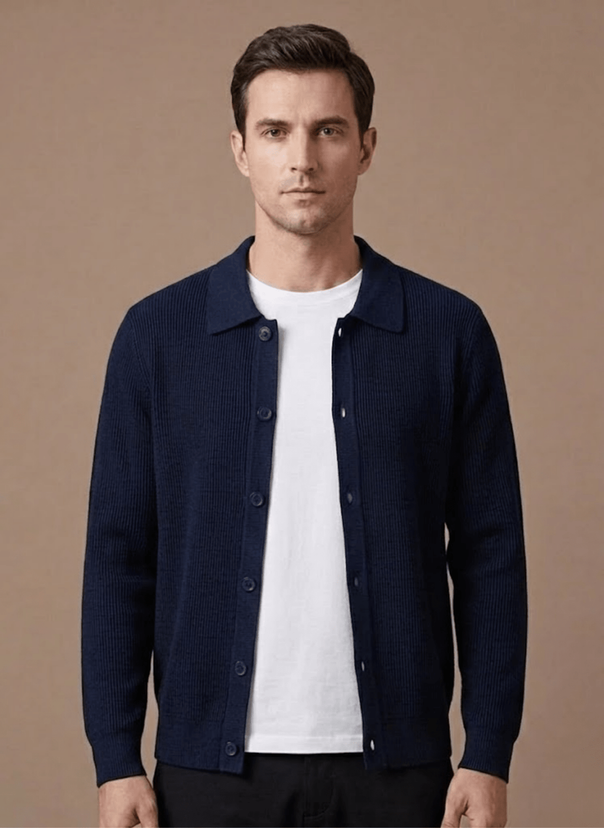 Kardigan Męski | Krój Relaxed z Guzikami na Całej Długości - Arkadya Outlet - Cardigans