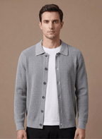 Kardigan Męski | Krój Relaxed z Guzikami na Całej Długości - Arkadya Outlet - Cardigans