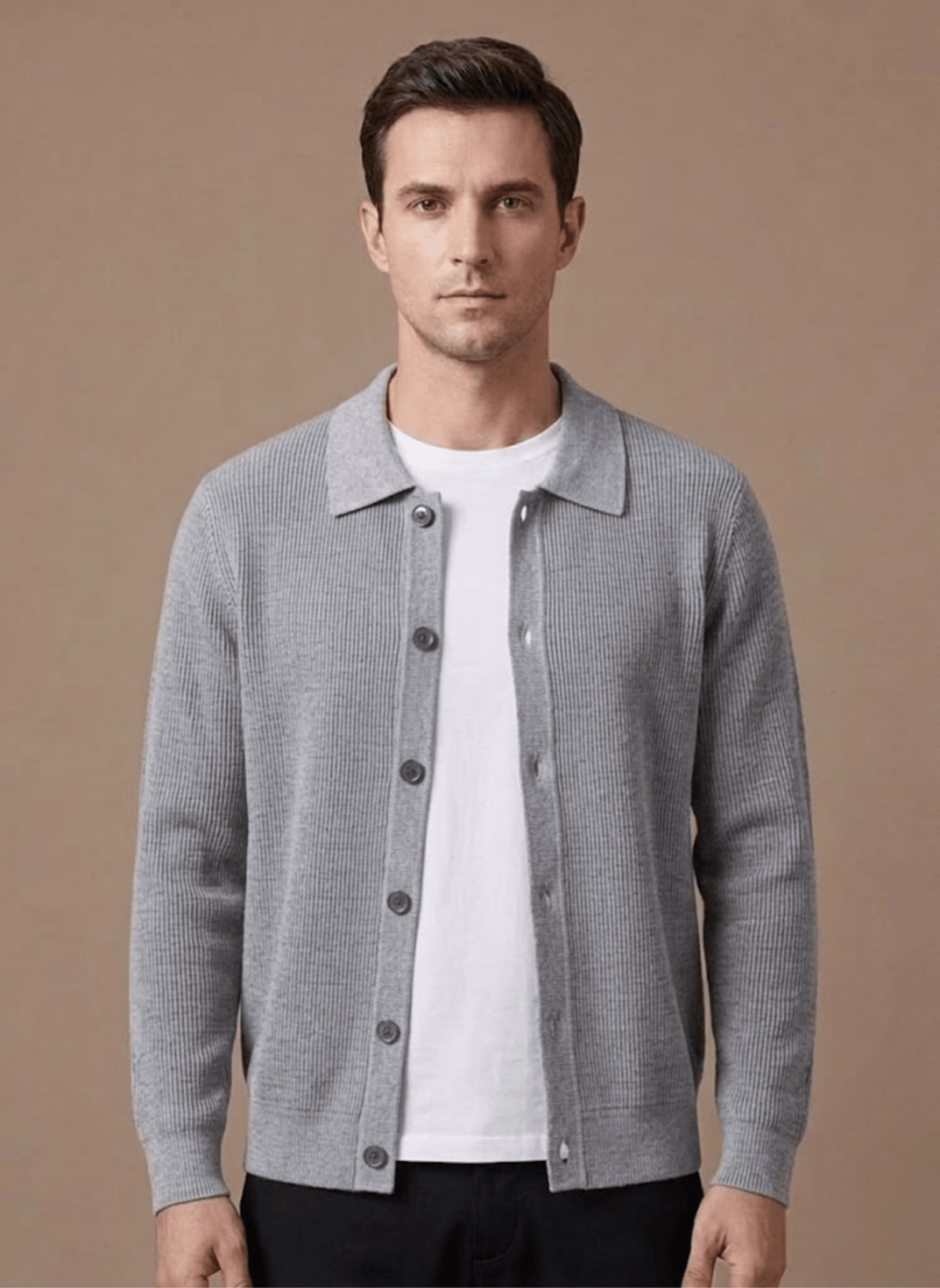 Kardigan Męski | Krój Relaxed z Guzikami na Całej Długości - Arkadya Outlet - Cardigans