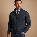 Kardigan Męski | Luźny Krój z Zamkiem na Całej Długości - Arkadya Outlet - Cardigans